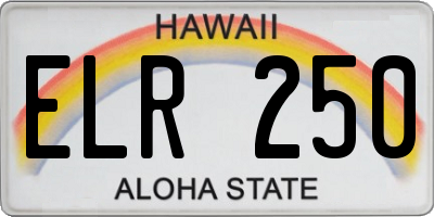 HI license plate ELR250