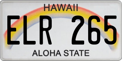 HI license plate ELR265