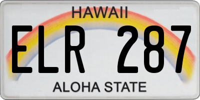 HI license plate ELR287