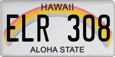 HI license plate ELR308