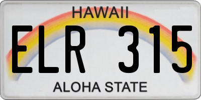 HI license plate ELR315