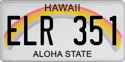 HI license plate ELR351