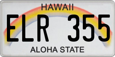 HI license plate ELR355