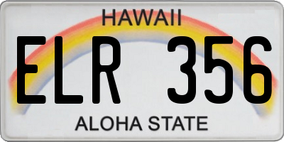 HI license plate ELR356