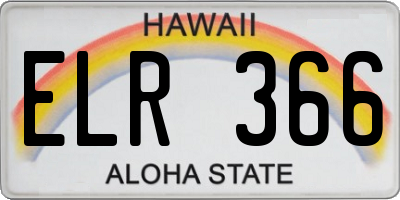 HI license plate ELR366
