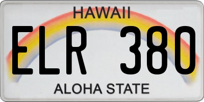 HI license plate ELR380