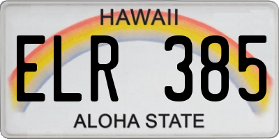 HI license plate ELR385
