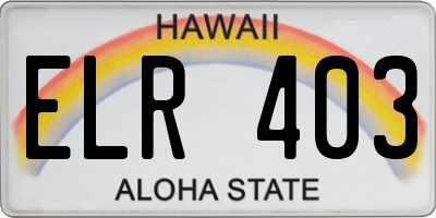 HI license plate ELR403