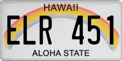 HI license plate ELR451