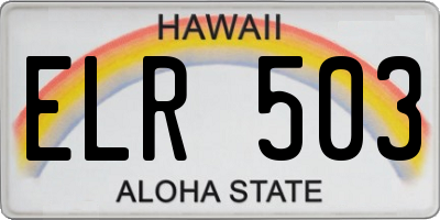 HI license plate ELR503