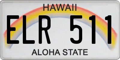 HI license plate ELR511