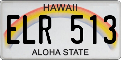 HI license plate ELR513
