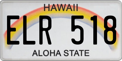 HI license plate ELR518