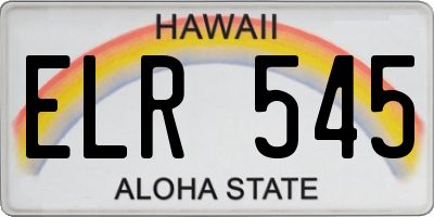 HI license plate ELR545