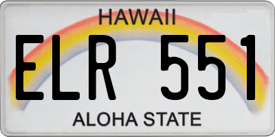 HI license plate ELR551