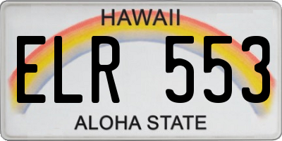 HI license plate ELR553