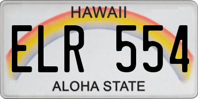 HI license plate ELR554