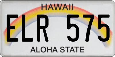 HI license plate ELR575