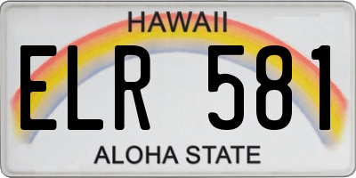 HI license plate ELR581