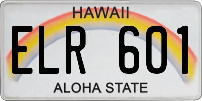 HI license plate ELR601