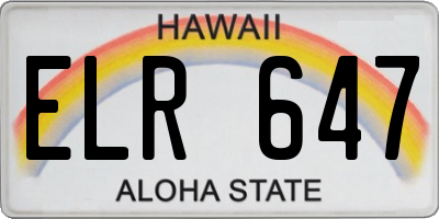 HI license plate ELR647