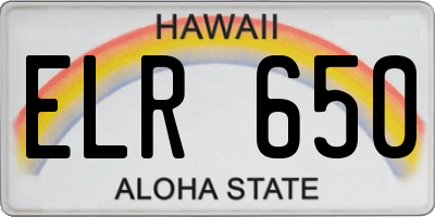 HI license plate ELR650
