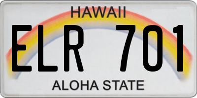 HI license plate ELR701