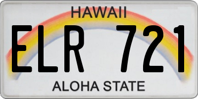 HI license plate ELR721