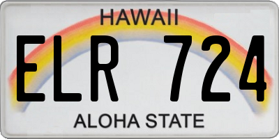 HI license plate ELR724