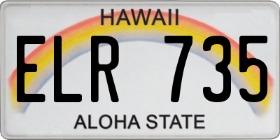 HI license plate ELR735