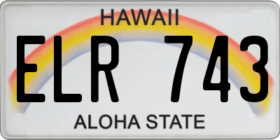 HI license plate ELR743