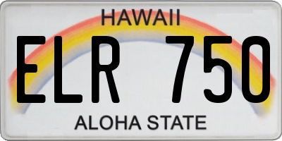HI license plate ELR750