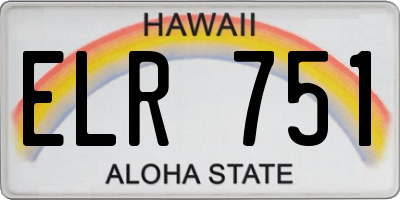 HI license plate ELR751