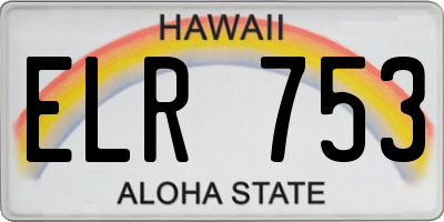 HI license plate ELR753