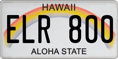 HI license plate ELR800