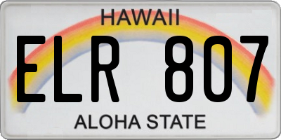 HI license plate ELR807