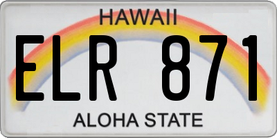 HI license plate ELR871