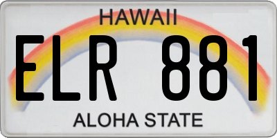 HI license plate ELR881