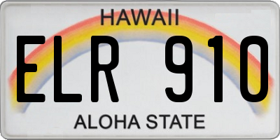 HI license plate ELR910