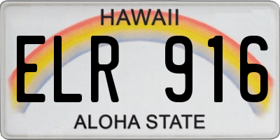 HI license plate ELR916