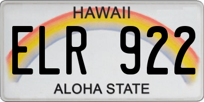 HI license plate ELR922