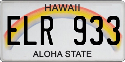 HI license plate ELR933