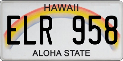 HI license plate ELR958