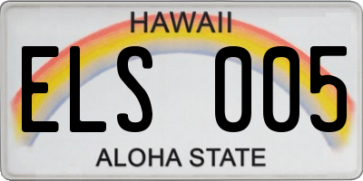 HI license plate ELS005