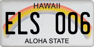 HI license plate ELS006