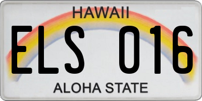 HI license plate ELS016