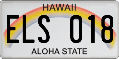 HI license plate ELS018