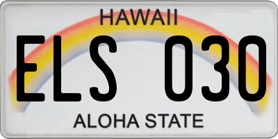HI license plate ELS030