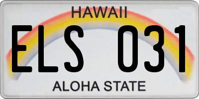 HI license plate ELS031