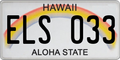 HI license plate ELS033